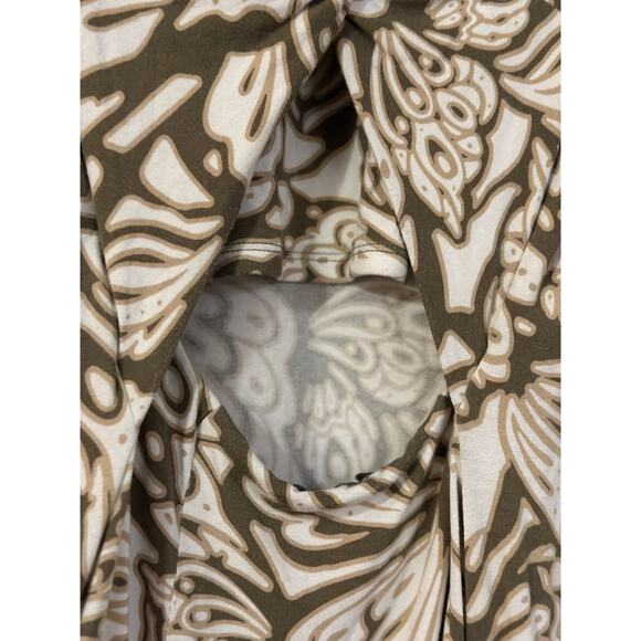 Tommy Bahama Size S/P Taupe White Twist Knot Back Sleeveless Dress Back Keyhole - Picture 6 of 8